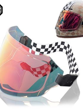 ORZ复古头盔绑带风镜机车全4/3泡泡镜全盔四季护目镜摩托车头盔