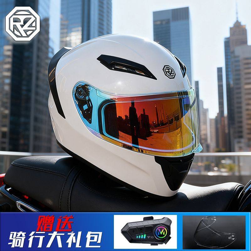 ORZ头盔男女全盔四季个性尾翼蓝牙时尚潮流酷炫电动车情侣摩托车