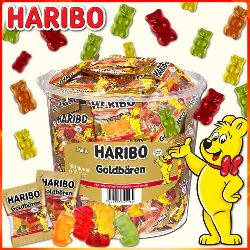 德国进口HARIBO哈瑞宝迷你金熊软糖桶装 果汁QQ糖熊仔小熊橡皮糖