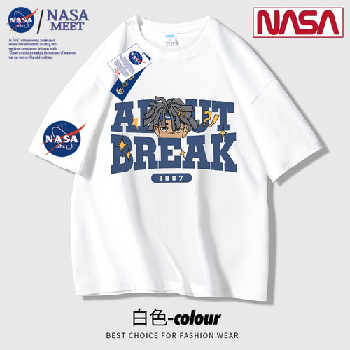 NASA MEET官网联名款新品2024纯棉短袖t恤男女潮牌上衣情侣装T恤