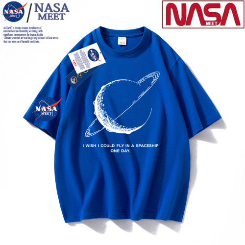 NASA重磅210克纯棉短袖t恤男女同款潮牌透气时尚运动半袖圆领落肩