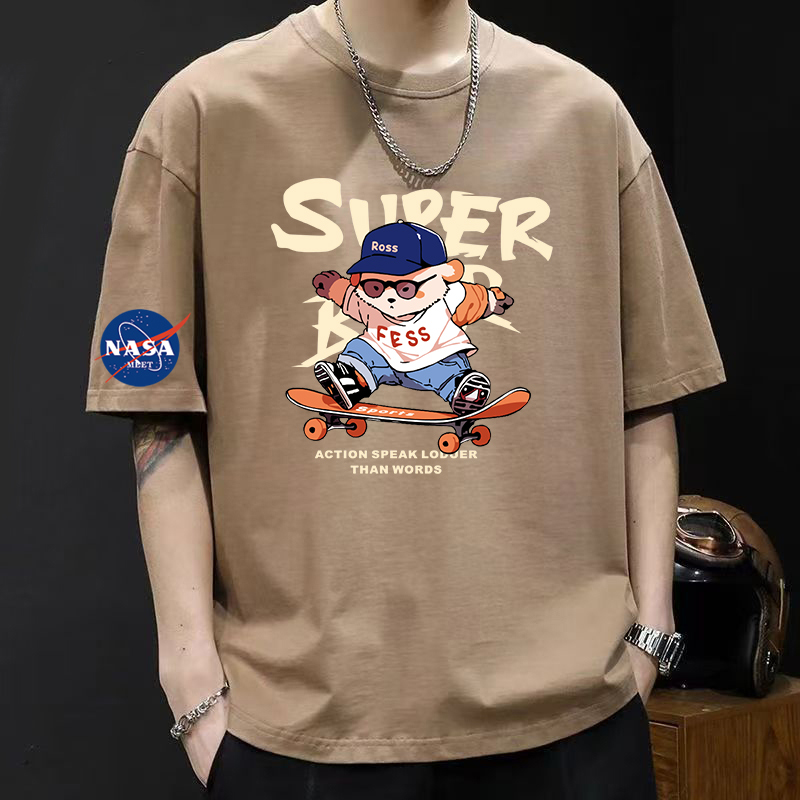 NASA纯棉短袖t恤男女同款短袖百搭休闲潮流上衣情侣同款T恤男女生