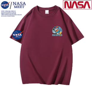 NASA联名哆啦A梦短袖T恤男女同款纯棉圆领印花宽松百搭薄款情侣衫