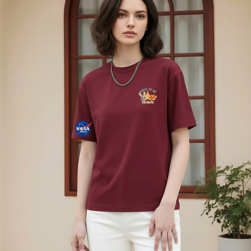 NASA MEET短袖T恤男女同款夏季纯棉宽松圆领印花潮牌透气薄款情侣