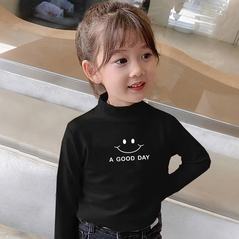 소년과 소녀 2023 새로운 DERONG 가을 겨울 의류 긴팔 티셔츠 반 터틀넥 바닥 셔츠 아동용 두꺼운 열 탑