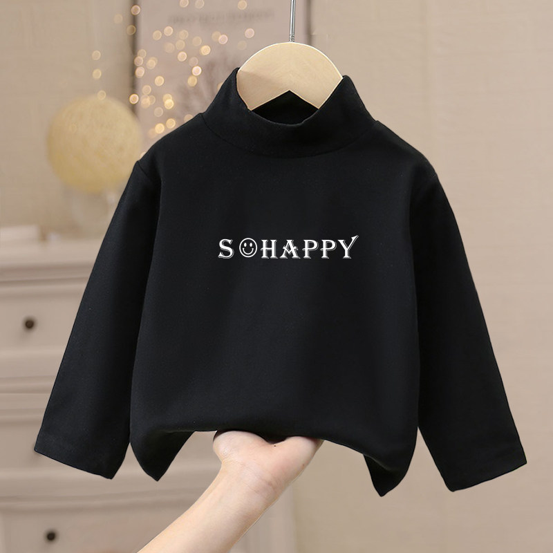 양면 독일 벨벳 어린이 기본 레이어 겨울 두꺼운 반 터틀넥 소년과 소녀를위한 따뜻한 탑  가을 티셔츠