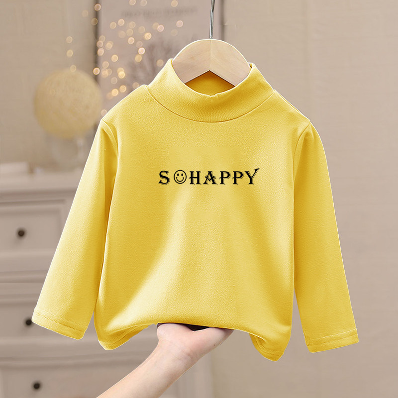 양면 독일 벨벳 어린이 기본 레이어 겨울 두꺼운 반 터틀넥 소년과 소녀를위한 따뜻한 탑  가을 티셔츠