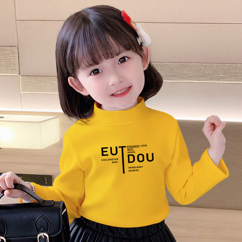 소년과 소녀를위한 양면 독일 벨벳 바닥 셔츠 2023 새로운 가을 겨울 새로운 스타일 하프 터틀넥 어린이 다목적 따뜻한 탑