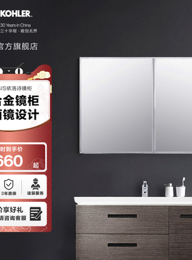 科勒依洛诗卫生间浴室镜柜挂墙式镜柜卫生间镜子收纳一体柜15031