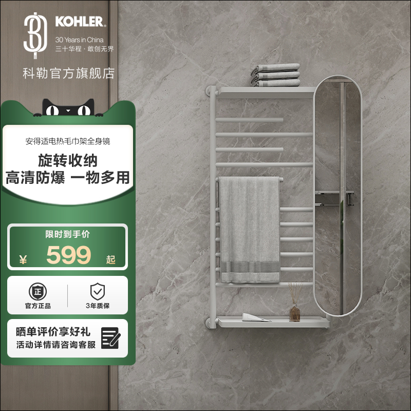 科勒安得适电热毛巾架全身镜