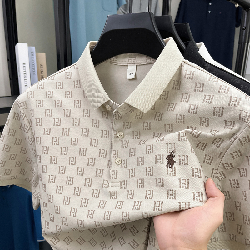 男士短袖T恤冰丝纯色polo衫上衣