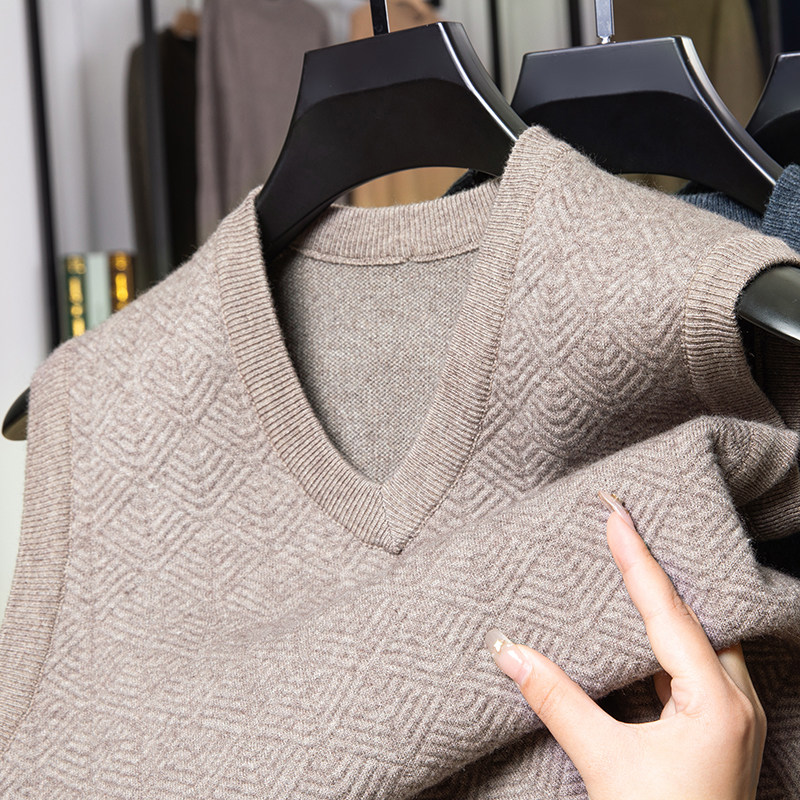 2024男士针织打底马甲中老年爸爸装毛衣秋冬季新款50岁60套头背心