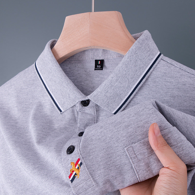 男士短袖T恤poto中年爸爸冰丝夏装polo衫口袋poole上衣pilo炮萝