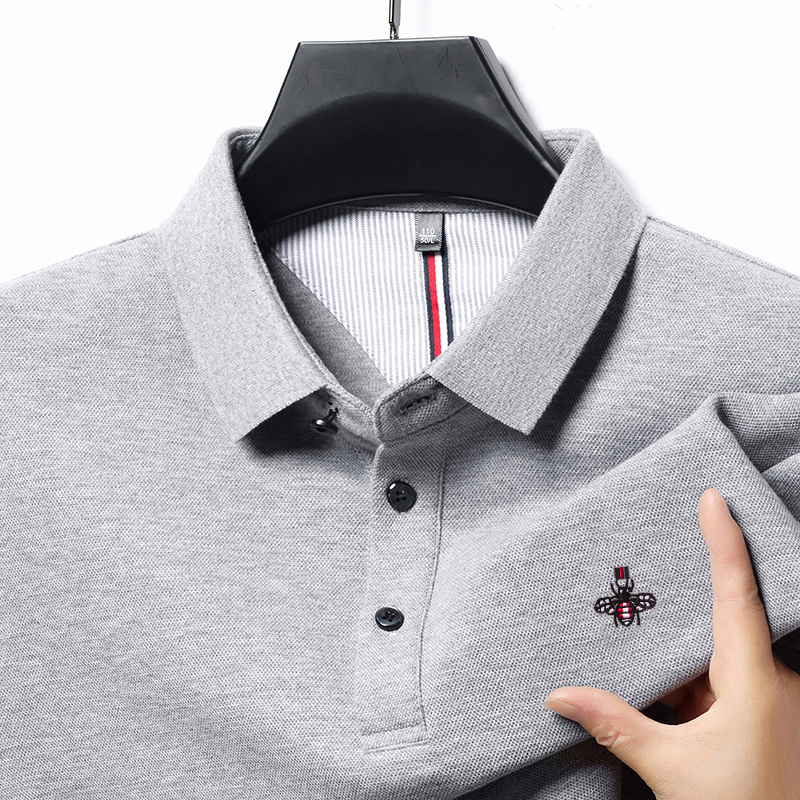 中年男士长袖T恤秋季新款纯棉polo衫爸爸春装paolo纯色上衣体恤