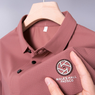 男士polo衫短袖T恤中年爸爸夏装冰丝plol上衣服poli衬衫领popo土