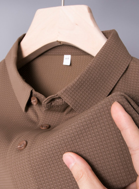 轻奢中年pro男士短袖t恤冰丝poli爸爸夏装POLO衫plol上衣服40岁50