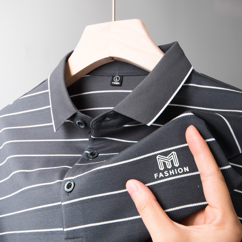 中年男士短袖t恤冰丝纯棉爸爸夏