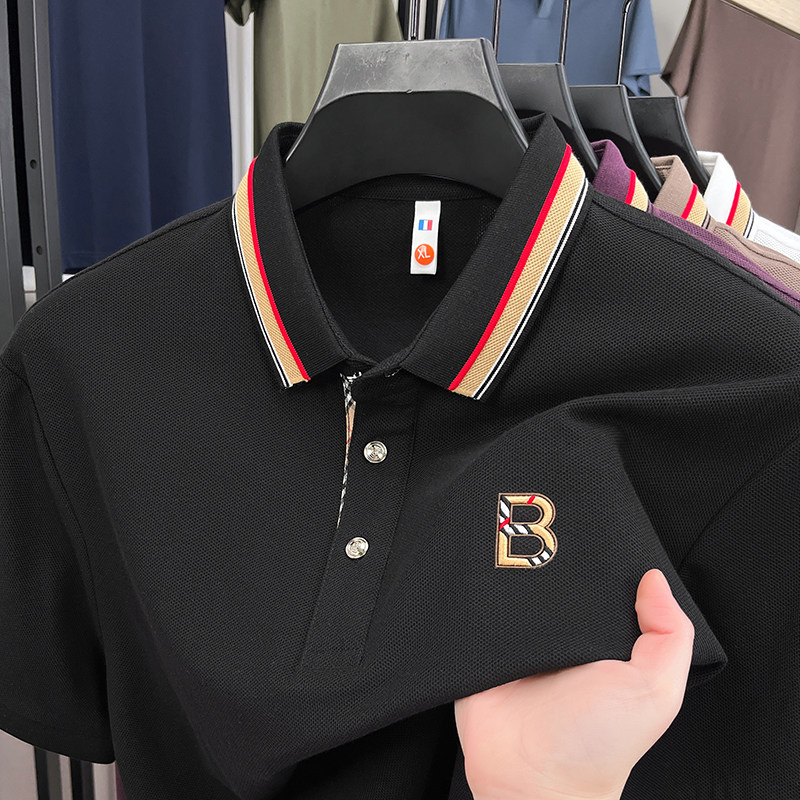 100%纯棉~男士短袖T恤夏季新款翻领polo衫中年爸爸装半袖冰丝上衣