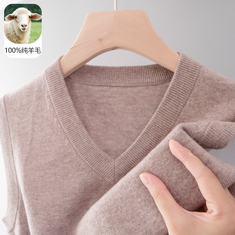 中老年男士针织打底马甲中年爸爸装毛衣秋冬季新款100纯羊毛背心