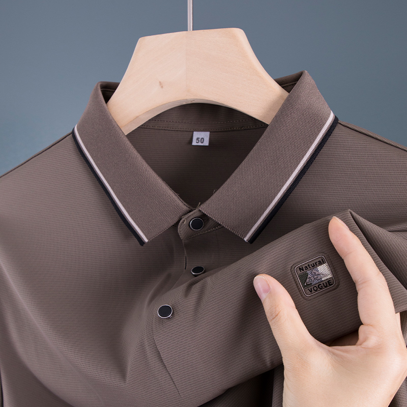 爸爸夏装冰丝冰感polo衫上衣