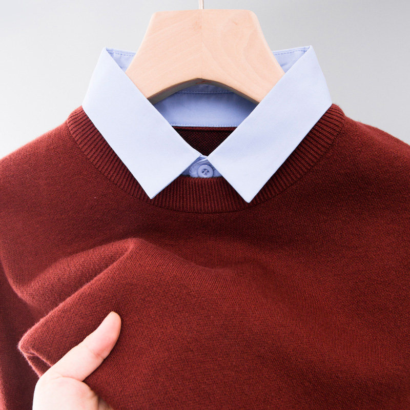 男士毛衣打底针织衫冬季上衣爸爸真假两件套红色本命年羊毛衫濮院,男装,针织衫/毛衣,淘宝优惠券,粉丝福利购,淘宝优惠卷