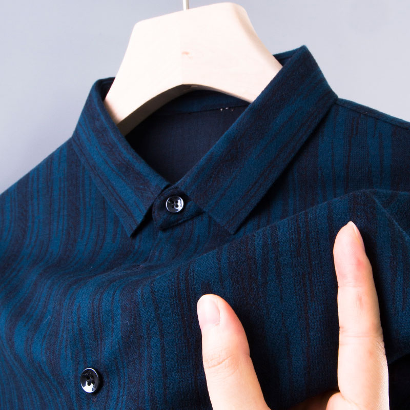 中老年爸爸秋冬季羊毛长袖衬衫秋装上衣服土男式打底保暖衬衫寸衣