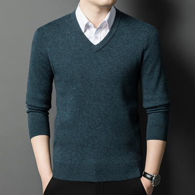 秋冬新款男士纯羊毛衫加厚保暖
