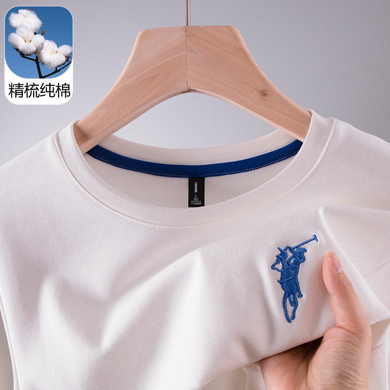 男士长袖t恤春秋冬纯棉保罗polo衫上衣服卫衣打底圆领爸爸装上衣