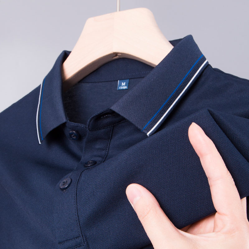 中年爸爸桑蚕丝翻领爸爸装polo衫