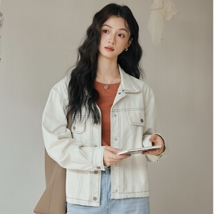 美式潮流工装风设计感撞色明线牛仔外套甜酷女生松弛感休闲牛仔褂