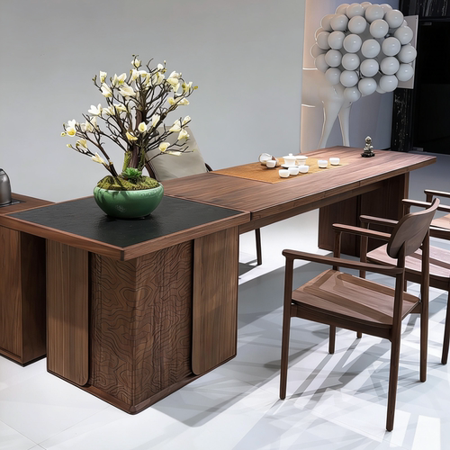 新中式北美黑胡桃实木茶桌椅