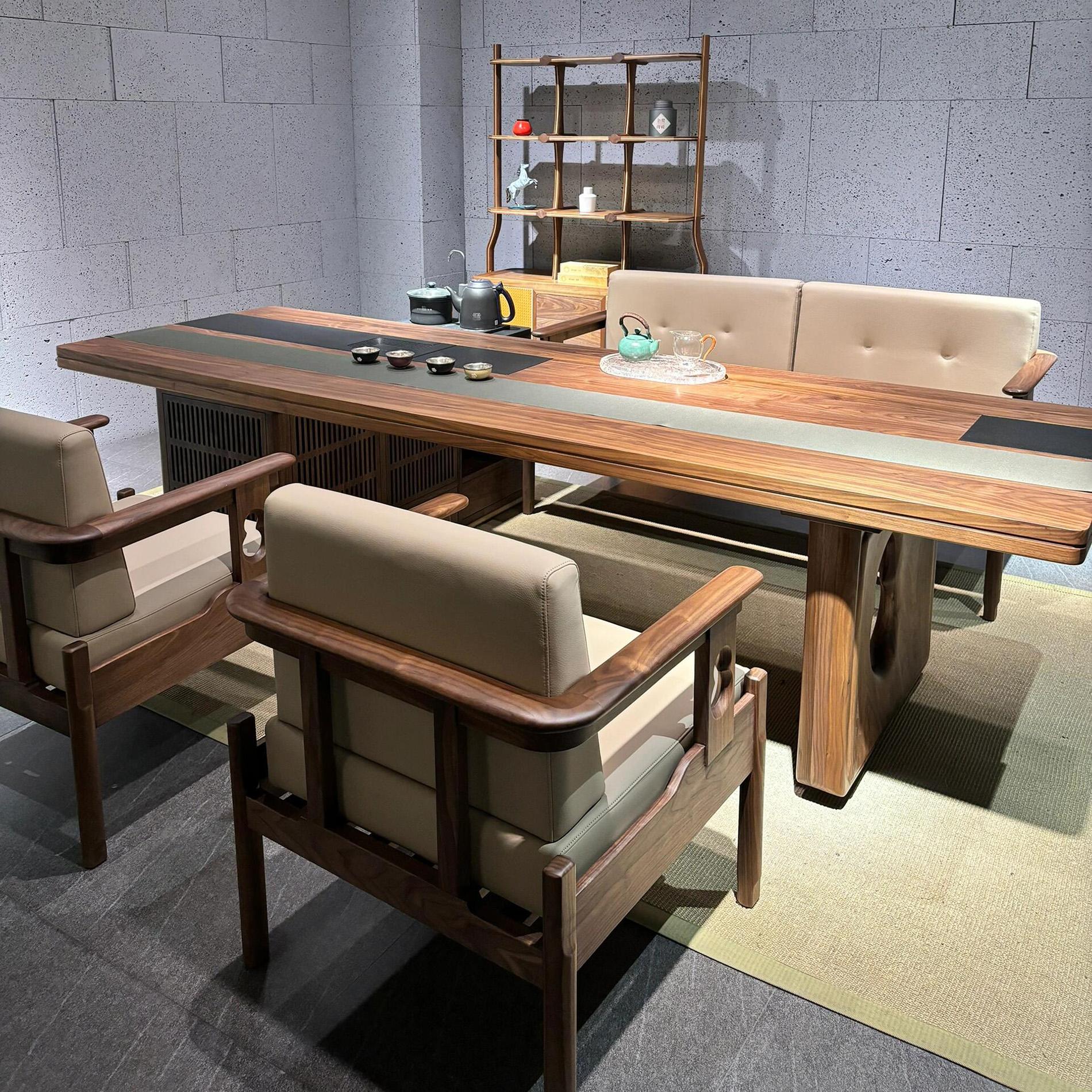 新中式北美黑胡桃木茶桌