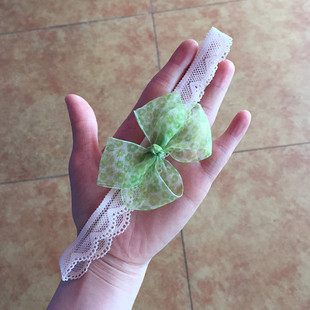 绿花蝴蝶结婴儿发带护囟门女宝宝发带不勒满月百天周岁拍照头饰童