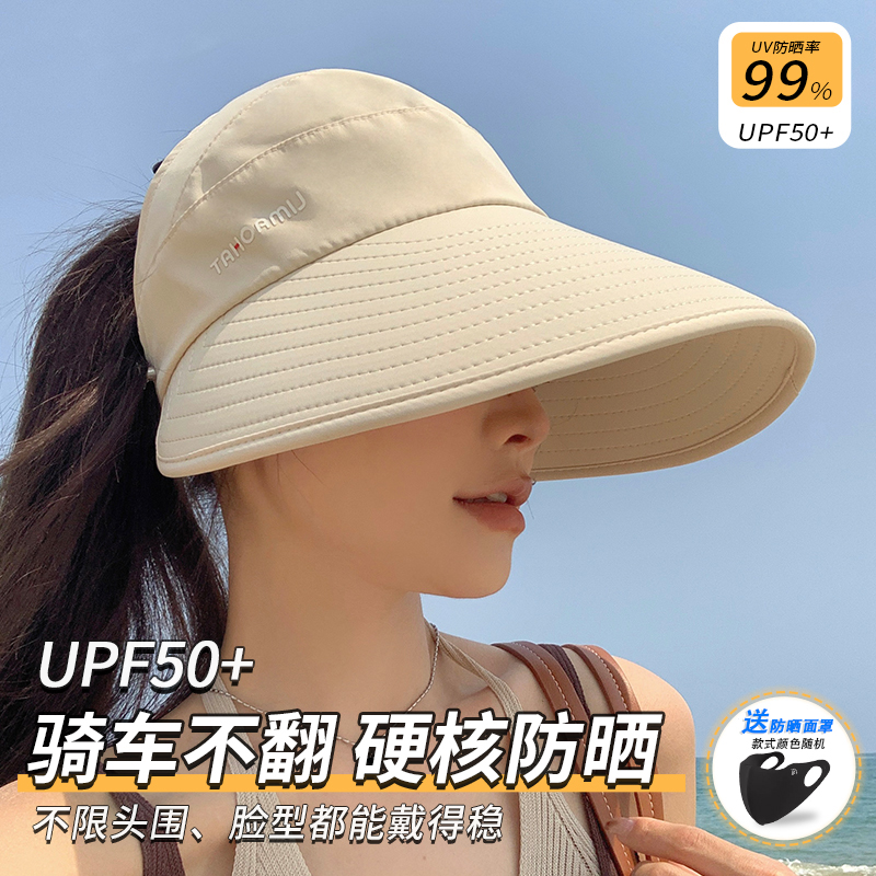 赵露思同款遮阳防晒帽子女冰丝空顶太阳帽大头围鸭舌加大渔夫帽