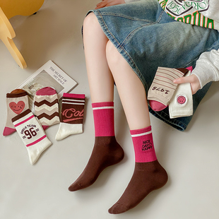 袜子女美式 学院风潮袜长袜子棉袜中筒袜网红潮袜条纹学院风袜755