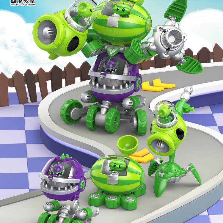 正版植物大战僵尸2大嘴花男孩机器人5合1全套橄榄球战车鲨鱼博士