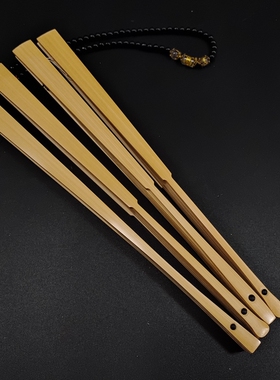 手工水磨玉竹文玩折扇