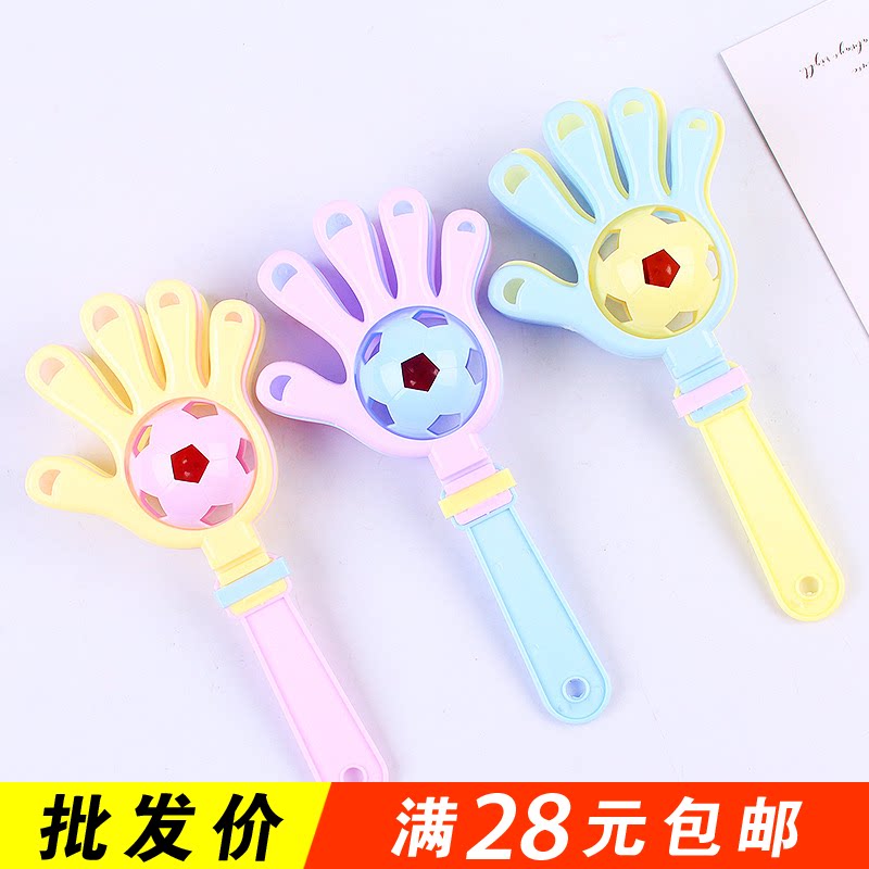 宝宝拍拍手摇铃铛婴儿安抚摇玲早教益智助威手拍玩具地摊货源批发