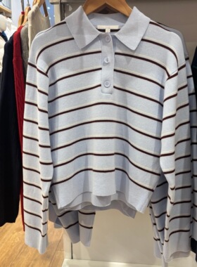 日单柔滑POLO领条纹针织衫2026春季新款毛衣毛衫 484503/482971