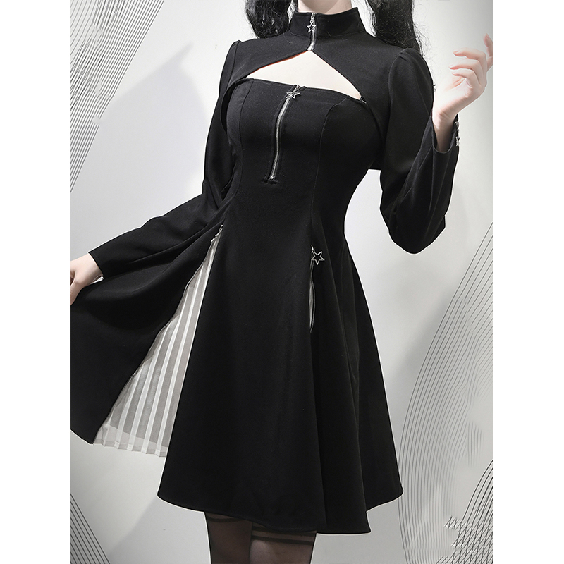 反叛前奏 迷雾之核机能风暗黑甜酷坎肩短外套+jsk短裙lolita套装