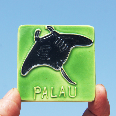 原单出口帕劳创意陶瓷手绘旅游纪念品魔鬼鱼热带鱼居家饰品伴手礼