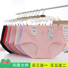 纯棉女款青年中腰性感蕾丝内裤少女提臀三角裤头纯色100%全棉底裆