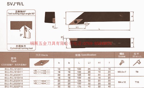 冲5钻数控外圆车刀杆/螺钉式外圆车刀/主偏角93度 SVJBR2020K16