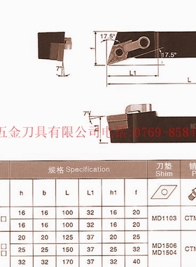 冲五钻/数控车刀杆/复合式外圆车刀/主偏角107度 MDQNL2525M15