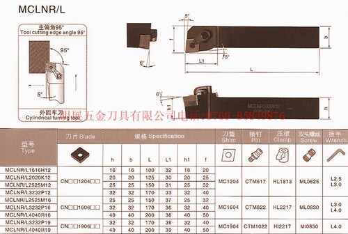 冲五钻/数控车刀杆/复合式外圆车刀/主偏角95度 MCLNR3232P19