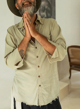 2026夏季新品欧美中年男士衬衫短袖开衫男装