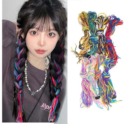 辣妹发饰编点缀民族风彩绳
