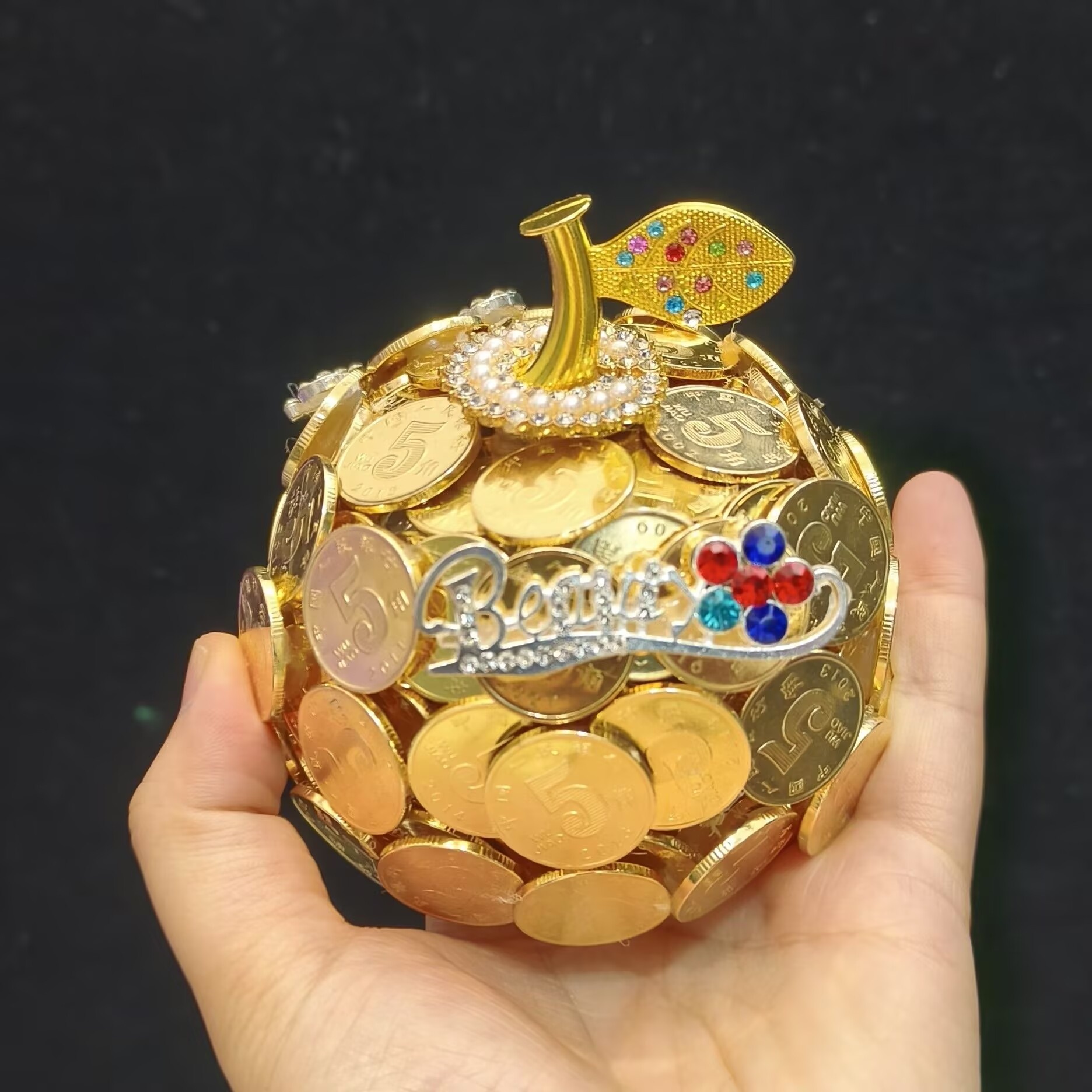 硬币创意礼物硬币金苹果平安夜送女朋友网红爆款创意礼物硬币苹果