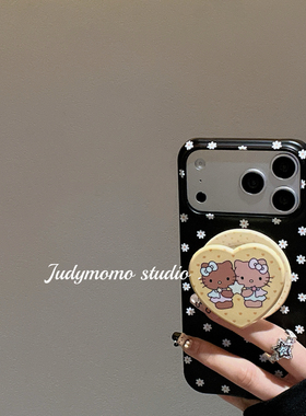 韩系ins小花花黑色磁吸Kt少女支架适用17promax手机壳iPhone16苹果新款17pro磁吸壳15防摔14保护套