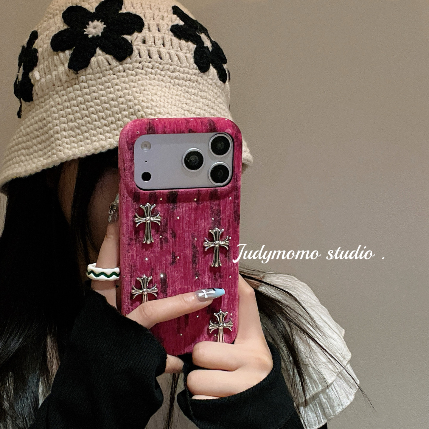 ins高级感玫红秋冬毛绒十字架软壳适用iPhone16苹果新款17promax防摔少女15小众个性14pro,3C数码配件,手机保护套/壳,淘宝优惠券,粉丝福利购,淘宝优惠卷